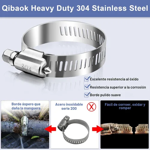 Vista 4 de Abrazadera de Manguera - Qibaok 120 PCS Kit Surtido de Abrazaderas de Manguera de Acero Inoxidable 1/4''–1-1/2'' Abrazaderas de Tornillo Sin Fin