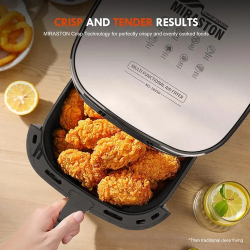Vista 5 de Freidora de aire digital inteligente de 6.5QT, ventana visual, 8 recetas preestablecidas para comida rápida y fácil, aperitivos, postres, plato