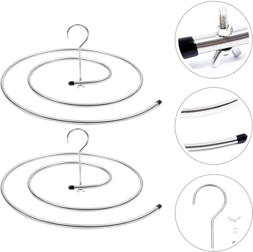 Vista 5 de Garneck Tendedero giratorio para ropa en espiral, 2 piezas, resistente al viento, forma de espiral, colgador para toallas de cama grandes, estante