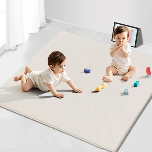 Vista 2 de FONESO Tapete de juego de cuero para bebé, 50 x 50 pulgadas, elegante tapete impermeable de espuma gruesa para bebés y niños pequeños, tapete vegano