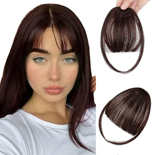 Vista 10 de Flequillo con clip, flequillo falso fácil de usar, flequillo de clip en flequillo, extensiones de cabello rubio francés, flequillo sintético