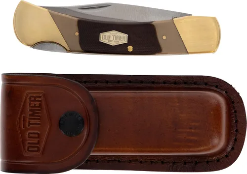 Vista 3 de Old Timer 7OT - Cuchillo plegable de resorte Cave Bear tradicional con hoja de acero inoxidable de alto carbono de 3.9 pulgadas, mangos con muescas