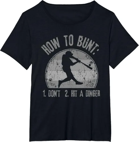 Vista 37 de Cómo Bunt Don't Hit A Dinger - Camiseta divertida de béisbol y sóftbol, Negro, S