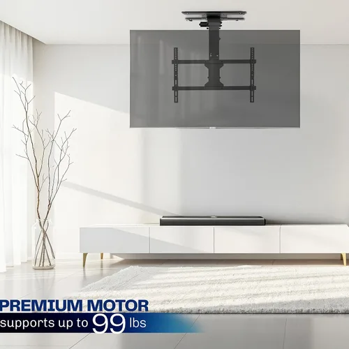 Vista 2 de VIVO Soporte eléctrico abatible y giratorio para TV de techo para pantallas de 37 a 70 pulgadas, soporte VESA de techo plano motorizado grande