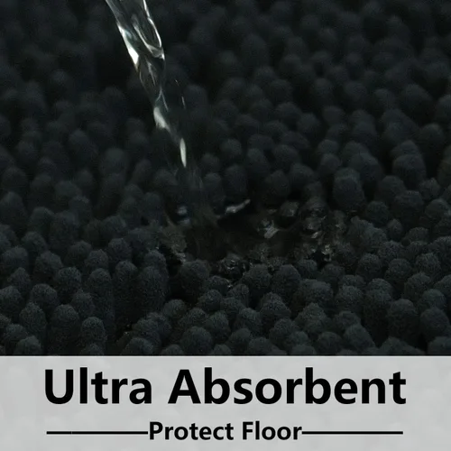 Vista 5 de Juegos de alfombras de baño de 2 piezas, alfombra de baño de felpilla extra suave ultra absorbente, alfombra de baño con base antideslizante de PVC