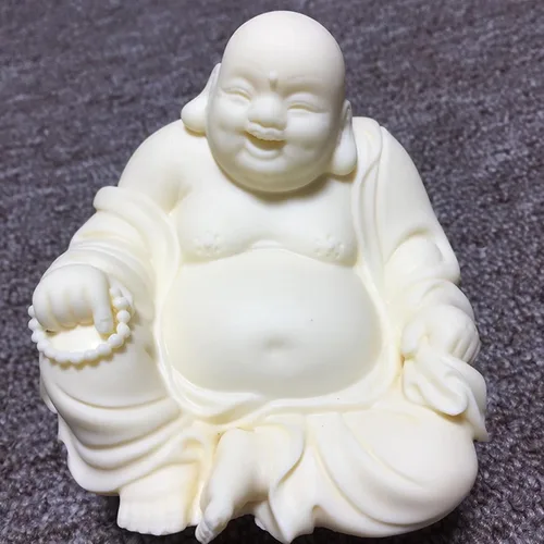 Vista 6 de Estatua de Buda riendo blanca para decoración de oficina en casa, pequeña figura de Buda para Feng Shui, buena suerte, riqueza y felicidad