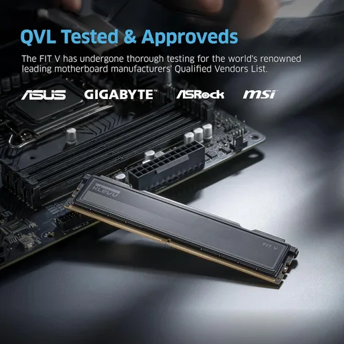 Vista 5 de KLEVV FIT V DDR5 32 GB (2x16GB) 5600 MHz CL30 SK Hynix A-Die 1.25V Memoria Ram de escritorio para juegos XMP 3.0 / AMD Expo Ready - Negro