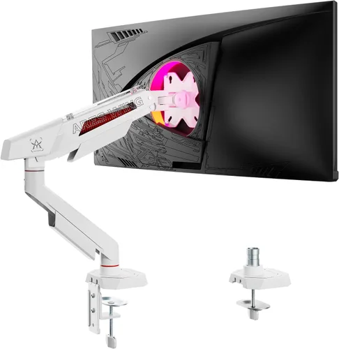 Vista 11 de ARES WING Brazo de monitor único para pantallas ultraanchas curvadas planas de 17 a 40 pulgadas de hasta 26.5 libras, soporte para monitor único