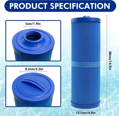 Vista 2 de Paquete de 2 cartuchos de filtro de piscina 4CH-949 de repuesto para Pleatco PWW50L, Filbur FC-0172, Waterway Teleweir 50, Rising Dragon 50