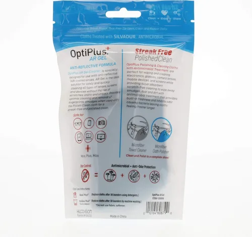 Vista 5 de OptiPlus Kit de limpieza de lentes de gel de 2 onzas Limpiador de lentes de gel antirreflectante y paño de microfibra de doble propósito