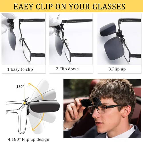 Vista 7 de Gafas de sol polarizadas con clip antirreflejos, gafas de conducción para gafas graduadas