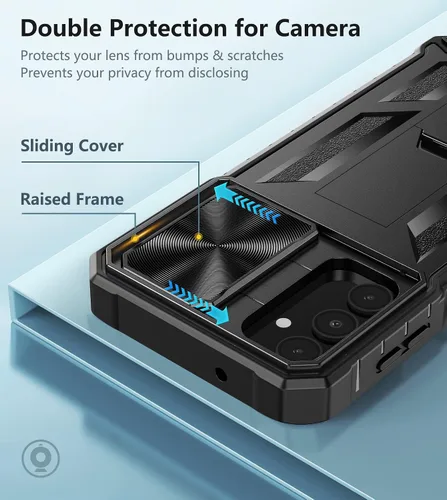 Vista 2 de FNTCASE for Samsung Galaxy A14-5G Case with Slide Camera Cover & Holster Built in Kickstand, Military Grade Dropproof Protection, Heavy Duty