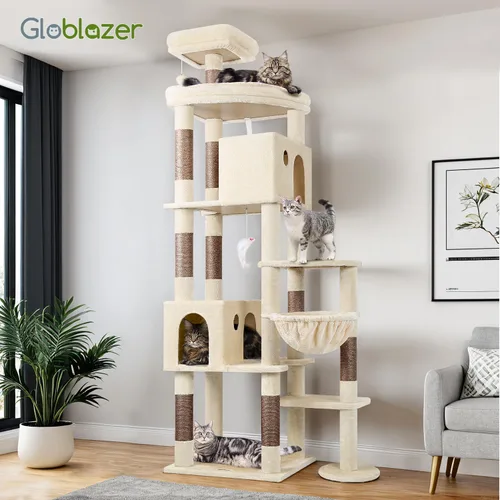 Vista 8 de Globlazer Árbol Gigante para Gatos, Árbol para Gatos de 83 Pulgadas para Gatos Grandes Adultos de Interior, Torre XXL para Gatos con 9 Postes