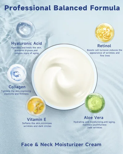 Vista 5 de Ragkun Crema de retinol para la cara, cremas de colágeno para el cuello para tensar y reafirmar, hidratante facial antienvejecimiento de día y noche