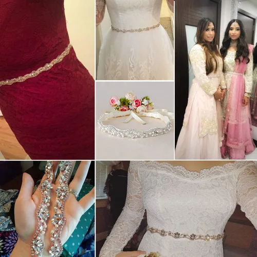 Vista 2 de Tendaisy Cinturón de novia de cristal para mujer, con diamantes de imitación, cinturones de boda para vestidos