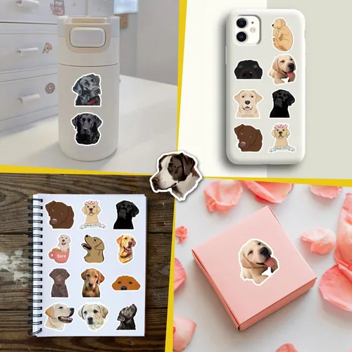 Vista 8 de 60 calcomanías de vinilo impermeable estético lindo dibujos animados animales perros calcomanías calcomanías para laptop, botellas de agua