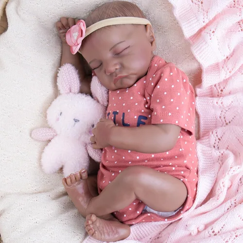 Vista 8 de Milidool Muñeca Reborn Baby Girl de 18 pulgadas, realista, afroamericana, recién nacida, hecha a mano con cuerpo suave y peso real y accesorios