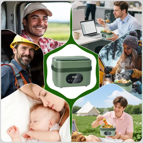 Vista 8 de MDHAND Lonchera térmica para hombres – Fiambrera eléctrica inalámbrica con batería de 18000 mAh para adultos trabajadores, viajeros, conductores