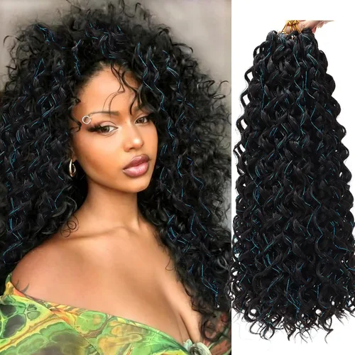 Vista 15 de GoGo Curl Crochet Hair 18 pulgadas onda de agua pelo sintético bohemio ganchillo trenzado jengibre onda profunda extensiones de cabello trenzado