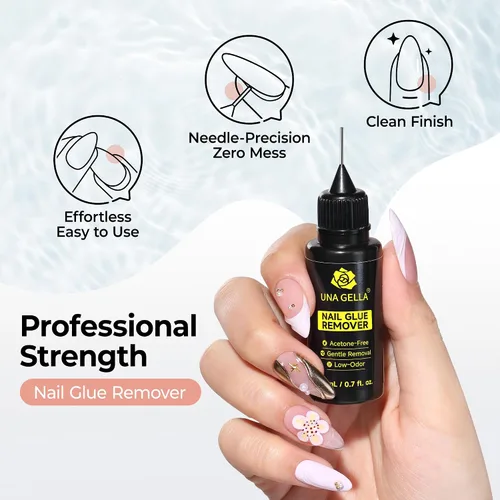 Vista 4 de UNA GELLA Nail Glue Remover for Press On Nails 20ml Pinpoint Acetone-Free Semi Solid Nail Glue Remover for Nail Tips, Gentle GLUE Remover with