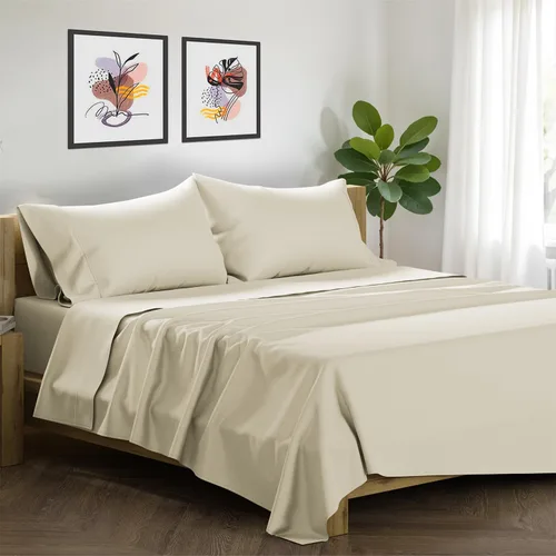 Vista 16 de XOOX Linen Juego de 4 fundas de almohada de algodón egipcio, tamaño Queen, fundas de almohada de lujo de 1500 hilos de alto tamaño estándar