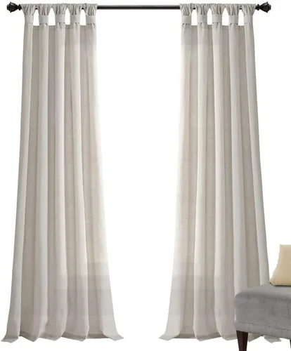 Vista 12 de Lush Decor Par de cortinas de ventana con solapas anudadas de yute, 45" x 84", azul