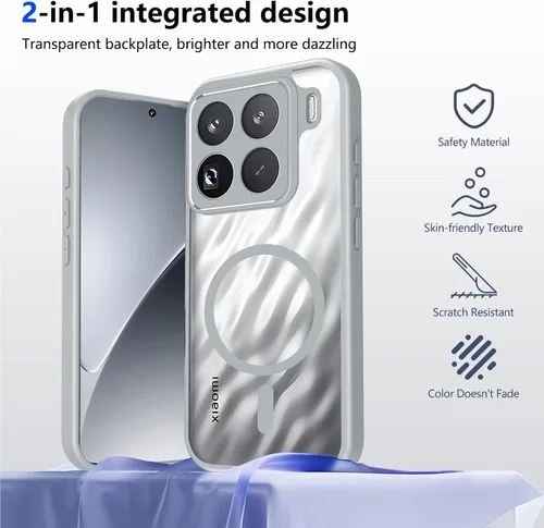 Vista 82 de Funda magnética transparente compatible con Xiaomi 17T, color negro 2 en 1 PC + TPU cubierta de teléfono a prueba de golpes, carcasa protectora