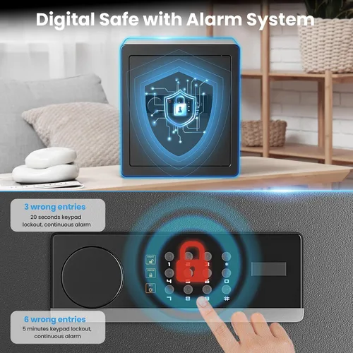 Vista 4 de Locksworth Caja de seguridad electrónica antirrobo de 2.0 pies cúbicos, con bolsa impermeable ignífuga para objetos de valor de dinero, caja
