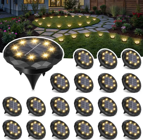 Vista 9 de SOLPEX Mini luces solares de tierra, paquete de 12 luces solares para caminos al aire libre, impermeables, luces de jardín para entrada, pasarela