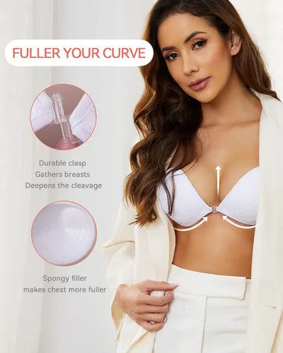 Vista 4 de Loxoto Sujetador adhesivo sin tirantes, sujetador adhesivo de tela de encaje invisible para mujer, brasier de vestido sin espalda con cubiertas