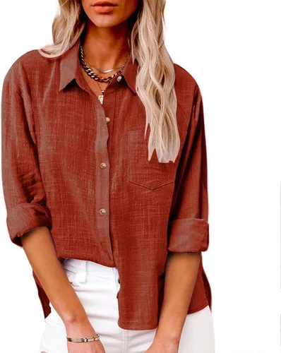 Vista 120 de SMIDOW Camisa de algodón y lino con botones para mujer