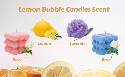 Vista 3 de Vela de burbujas, 4 velas de burbujas de cera de soja, juego de velas de burbujas perfumadas estéticas para decoración del hogar, dormitorio