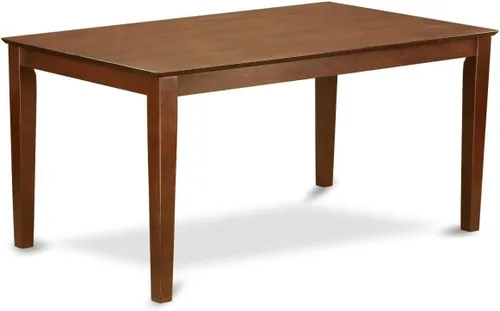 Vista 3 de HomeStock El juego de mesa de comedor moderno de 7 piezas consta de una mesa rectangular de madera y 6 sillas tapizadas de tela de lino café, 36 x