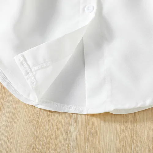 Vista 7 de Vestido de princesa de manga larga con botones y cinturón de cintura 7-8 niñas (blanco, 3-4 años)