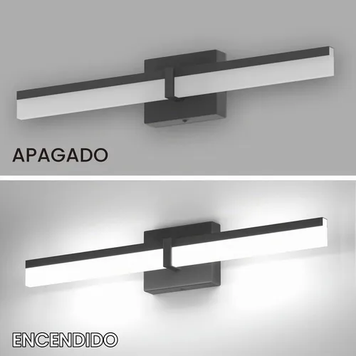 Vista 5 de Tipace Lámparas de baño negras de 24 pulgadas, luces LED modernas sobre espejo (luz blanca, 6000 K)