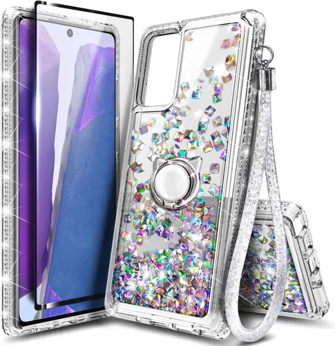 Vista 13 de NGB - Funda para teléfono Samsung Galaxy S9, color aguamarina/morado, bonita funda con purpurina líquida para mujeres y niñas, con protector