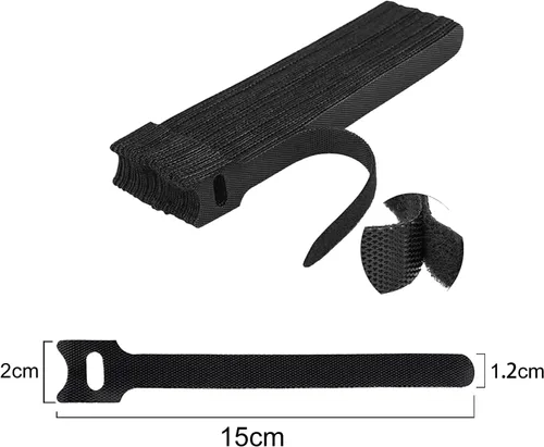 Vista 2 de Bridas reutilizables para cables, 25 unidades, 6 pulgadas, organizador de cables ajustables, color negro