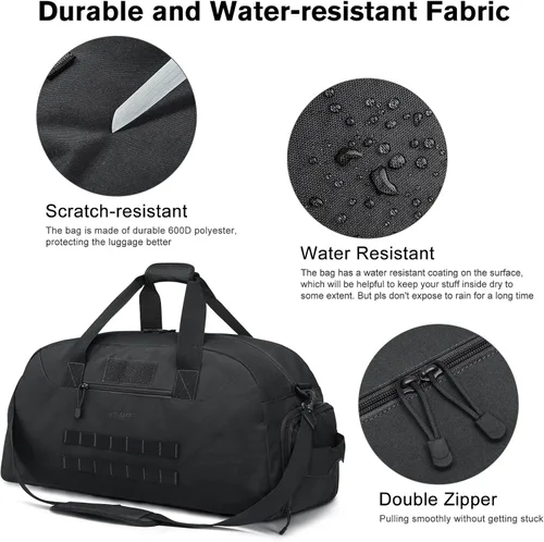 Vista 5 de G4Free Mochila táctica grande de 70L para hombre, mochila deportiva para gimnasio con compartimento para zapatos, mochila militar Molle (negro)