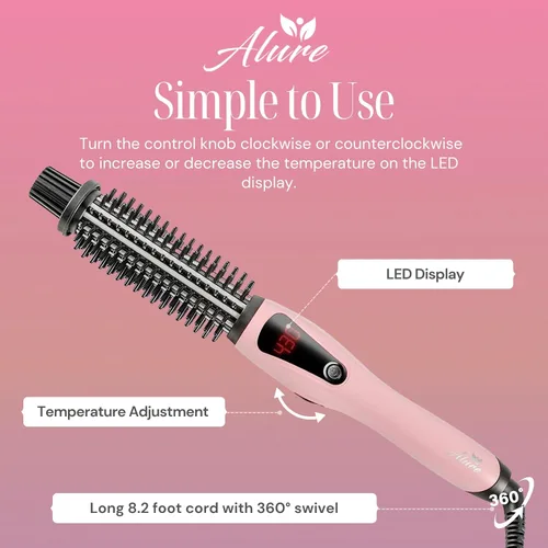 Vista 6 de Alure Cepillo Térmico para Peinar - Rizador/Alisador de Cabello Iónico 3 en 1 con Cerdas de Nailon Anti-Quemaduras, Varita Rizadora Eléctrica