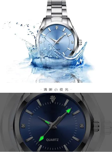 Vista 4 de Reloj analógico de cuarzo para mujer, clásico, plateado, de acero inoxidable, resistente al agua, reloj analógico
