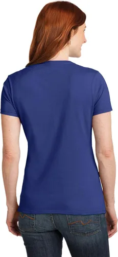 Vista 4 de Hanes Camiseta de algodón con cuello en V para mujer talla M color real profundo azul Deep Royal Blue M