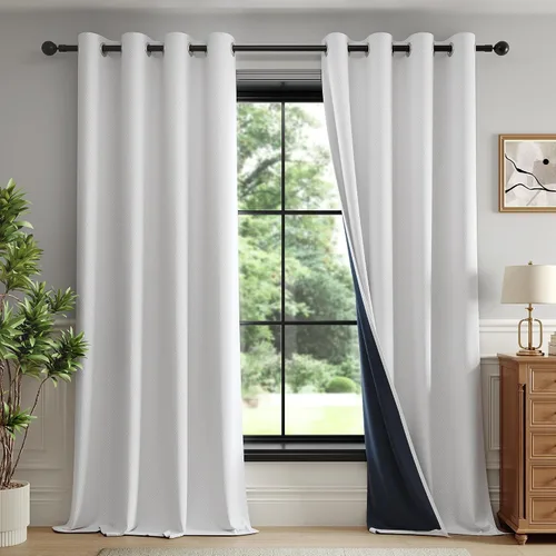 Vista 25 de FMFUNCTEX - Cortinas 100% opacas color beige de 40 x 63 pulgadas para dormitorio, 2 paneles Black out Drapes, Thermal Insulated Noise Reducing