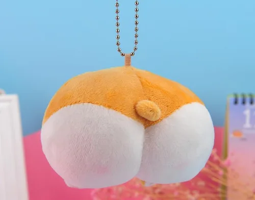 Vista 6 de HSYHERE Llavero de peluche Kawaii con diseño de perro y gato de peluche súper divertido, llavero de regalo, bolsa colgante, llavero de coche