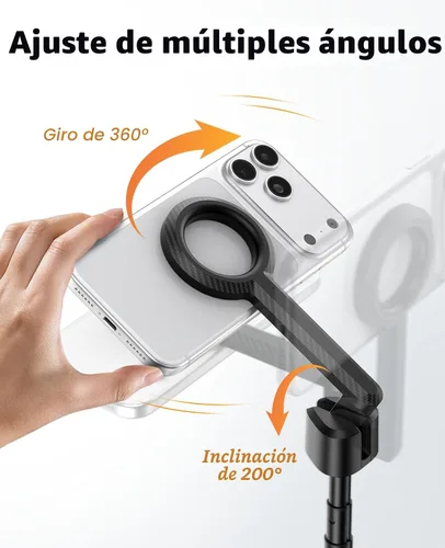 Vista 4 de Vimose Trípode magnético para iPhone, mini trípode para selfie stick para Magsafe, trípode portátil giratorio de 360°, soporte de teléfono celular