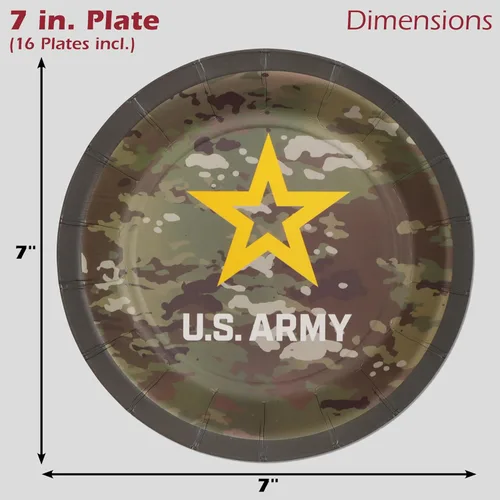 Vista 3 de Havercamp Fiesta oficial del ejército de los Estados Unidos para 16 invitados; incluye 16 platos y servilletas de 7 pulgadas - Logotipo