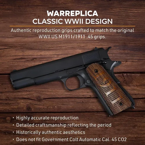 Vista 102 de WWII US M1911 / 1911 .45 Puños de madera - Reproducción