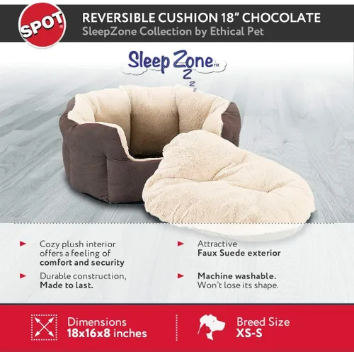 Vista 4 de SPOT Sleep Zone - Cama pequeña para mascotas, de pared alta, reversible, para gatos de interior y perros pequeños, gamuza sintética duradera