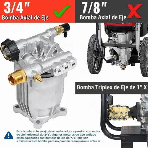 Vista 5 de YAMATIC Bomba de lavado a presión 3/4" eje horizontal Max 3200 PSI 2.5 GPM Plateado