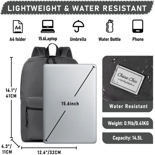 Vista 2 de Mochila para la escuela, ChaseChic - Mochila ligera resistente al agua para hombres, mujeres, universidad, escuela secundaria, adolescentes, niños