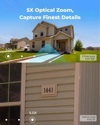 Vista 2 de REOLINK RLC-811A - Cámara de seguridad con cable IP PoE 4K - FoV de 123°, zoom óptico 5X para uso en exteriores, visión nocturna a color, detección